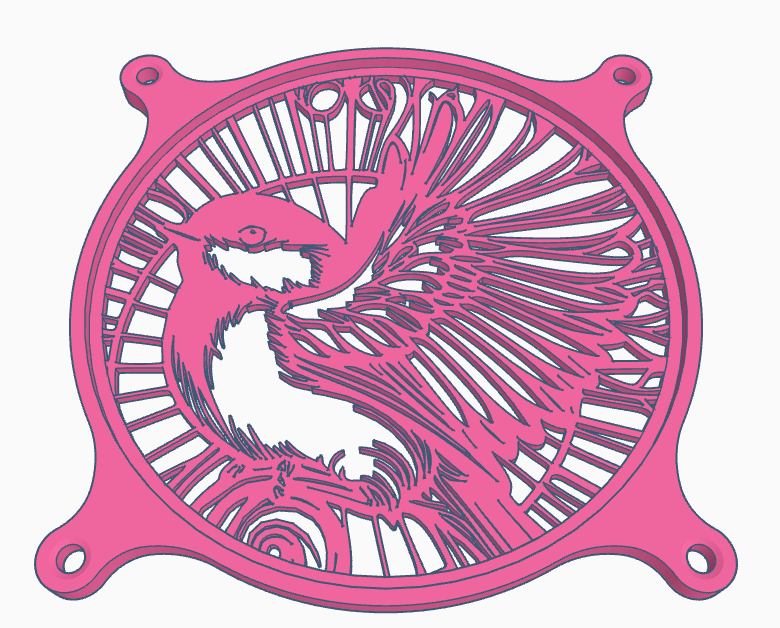 Fan cover: A tit with outstretched wings (120 mm)
