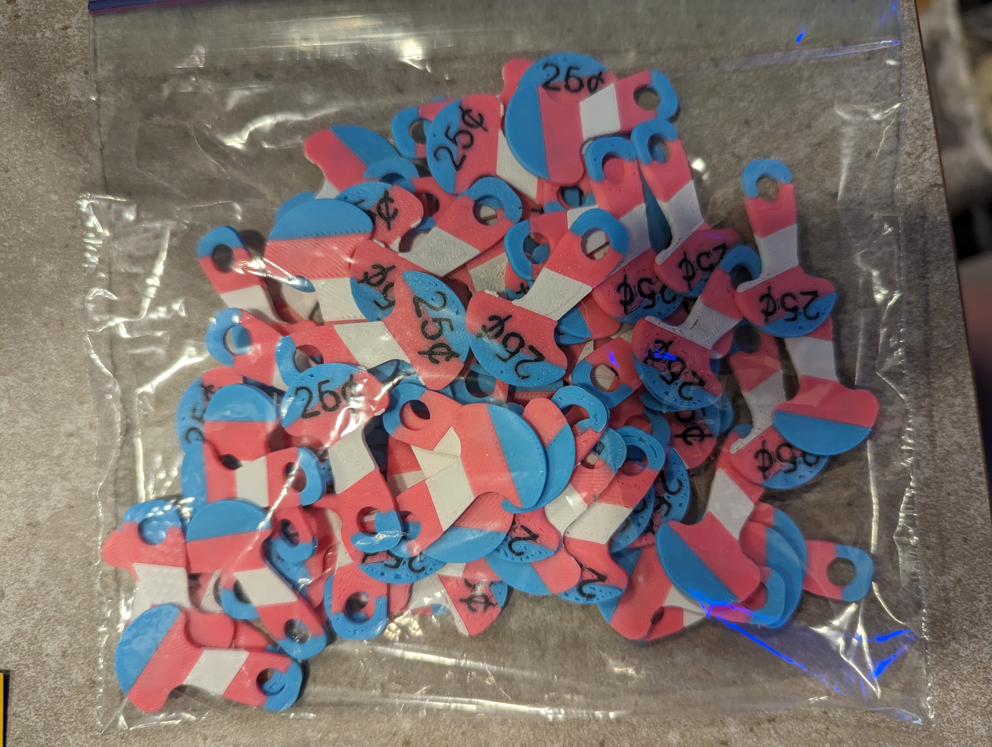 Trans Pride 25 Cent & 1 Dollar Canadian Loonie/Quarter removable shopping cart key