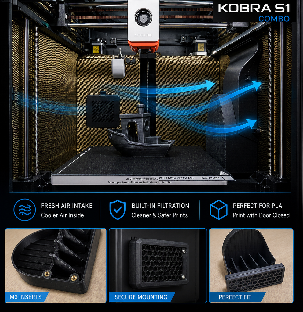 Anycubic Kobra S1 Combo - Filtered Fresh Air Intake – PLA Optimized Enclosure Mod