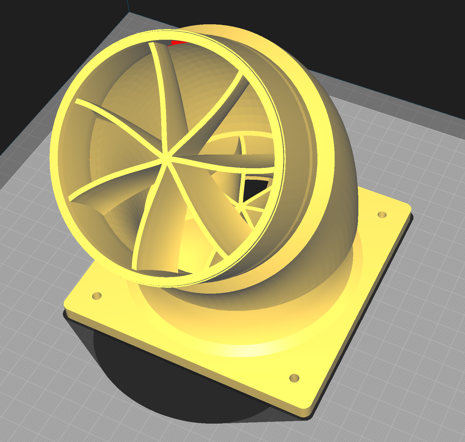 120 mm Case Fan to 4 Inch 45º elbow duct with internal fins (REMIX)