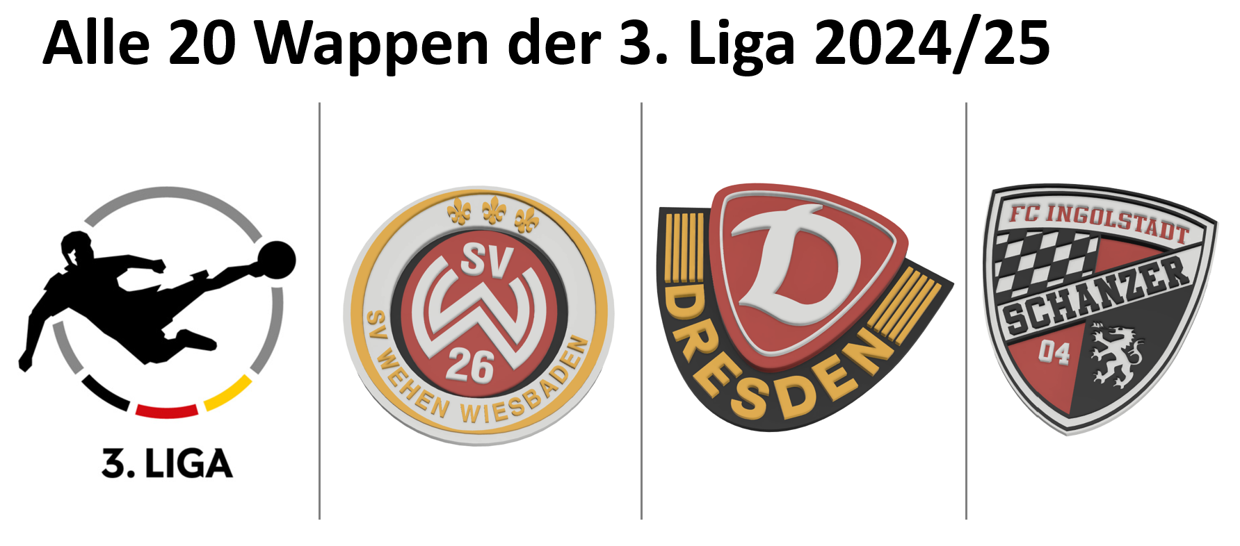 3. Liga - alle 20 Vereinswappen 2024/25