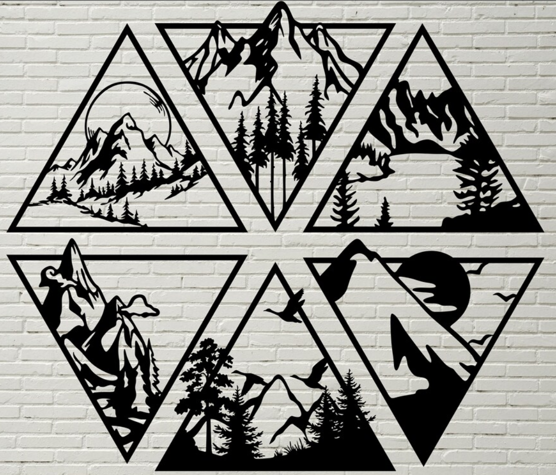 Mountain Scenery Wall Art 6 Pcs 3D model thumbnail