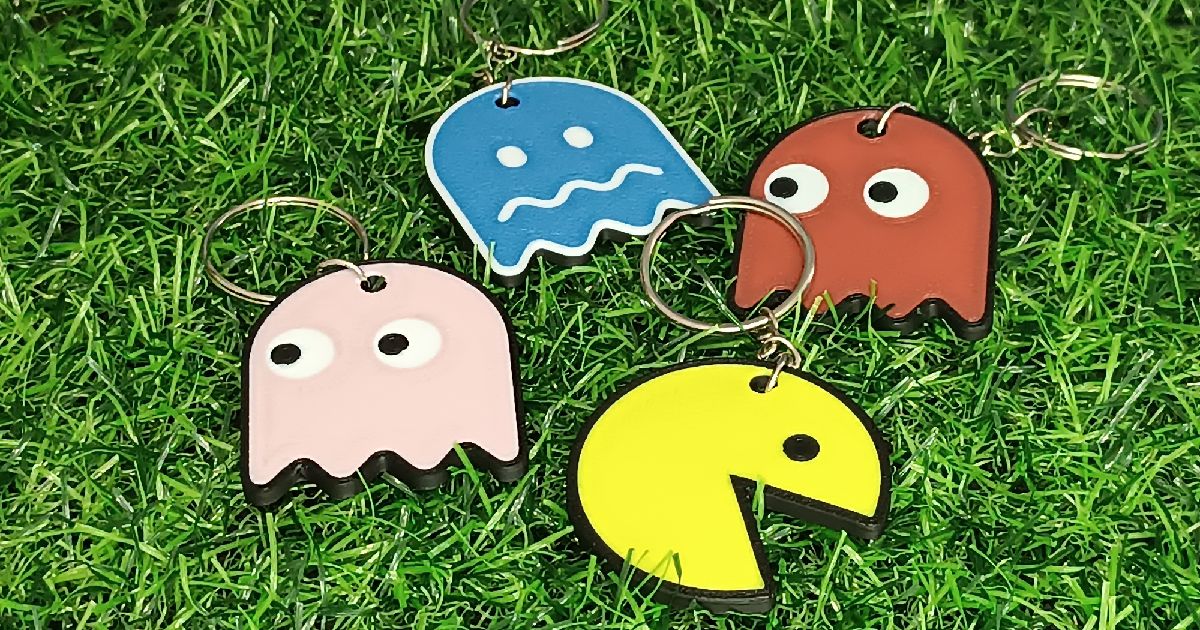 KEYRING PACMAN SET DIFFERENT COLORS (3mf) by Valeria Momo