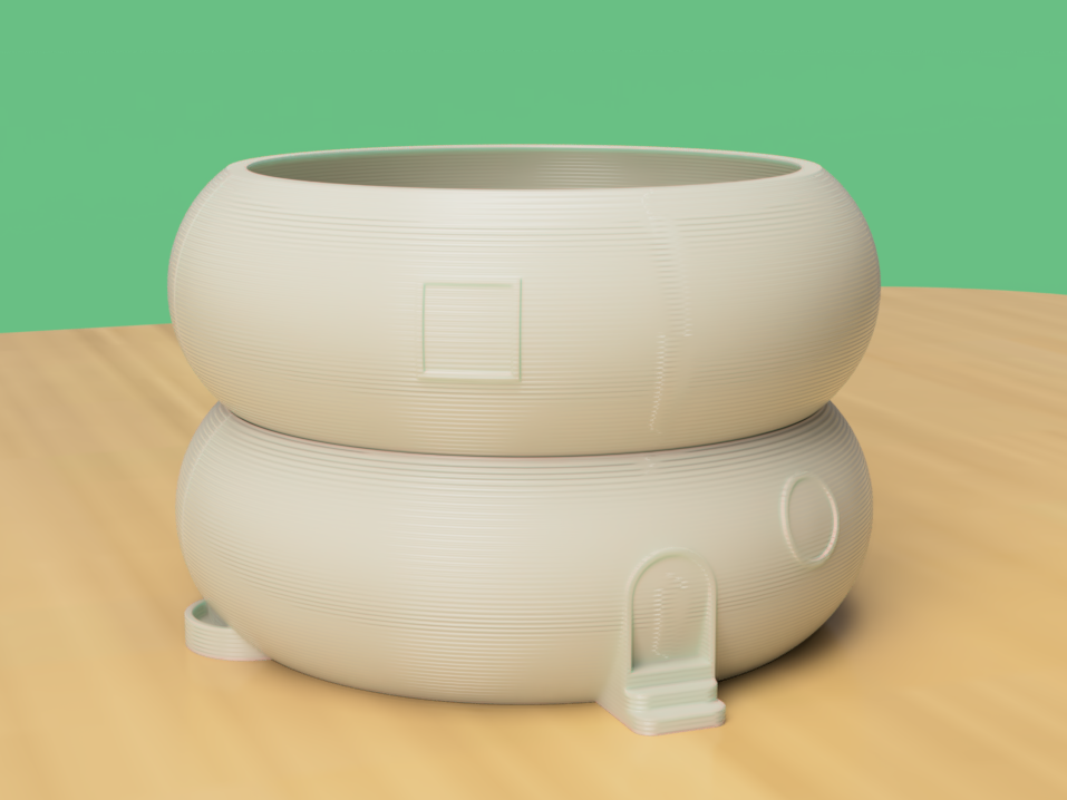 Stacked Tiny House Plant Pot