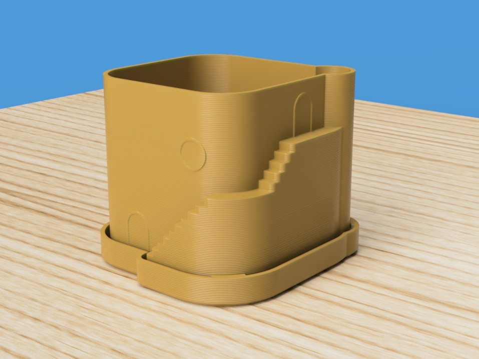 Miniatura 2 do modelo 3D Square Tiny House Plant Pot