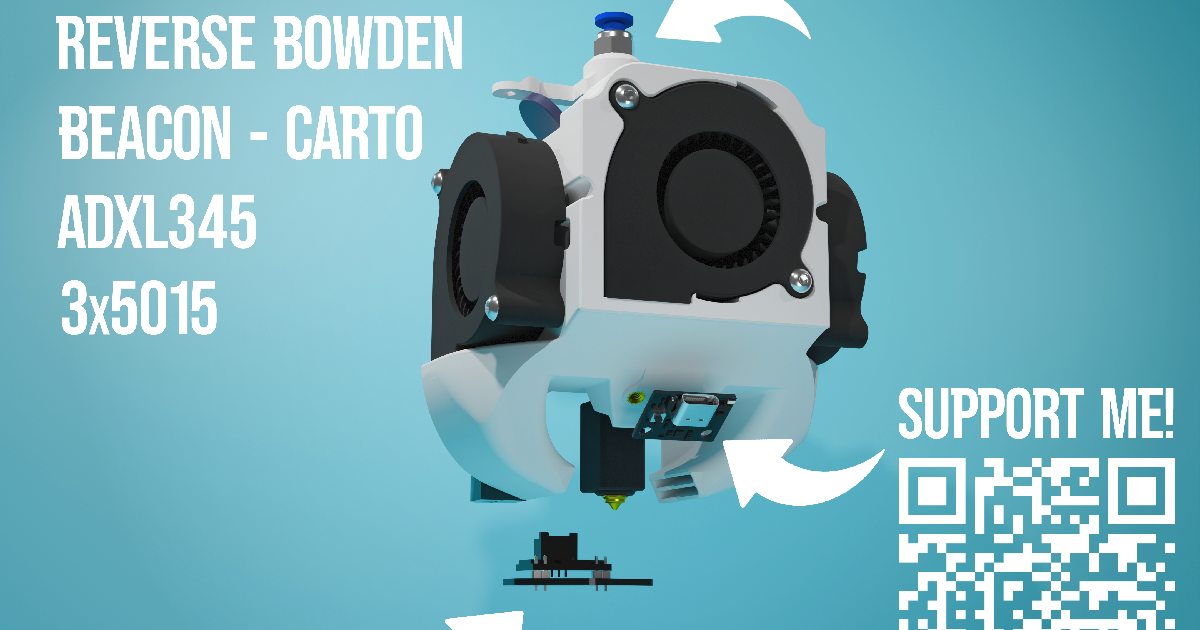 SF 3x5015 Neptune 4 fan mod shroud Optimized, enhanced with beacon