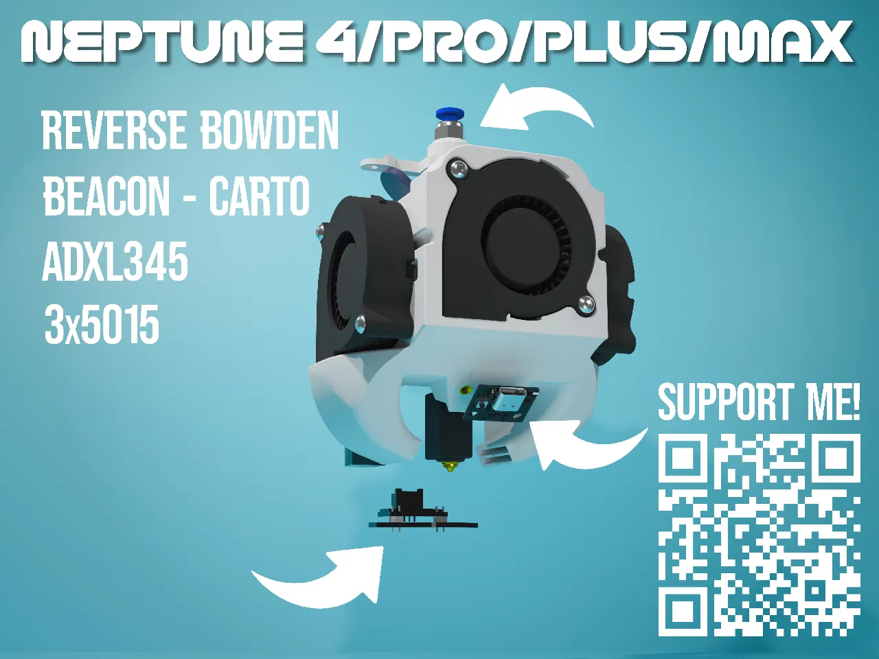 SF 3x5015 Neptune 4 fan mod shroud - Optimized, enhanced SF 3x5015 Neptune 4 fan mod shroud - Optimized, enhanced