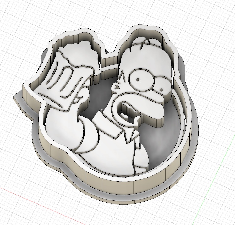 Marker cutter in the shape of Homer Simpson drinking beer for polymer clay, cookies or crafts - Cortador marcador en forma de Homero Simpson tomando cerveza para arcilla polimerica, galletas o manualidades