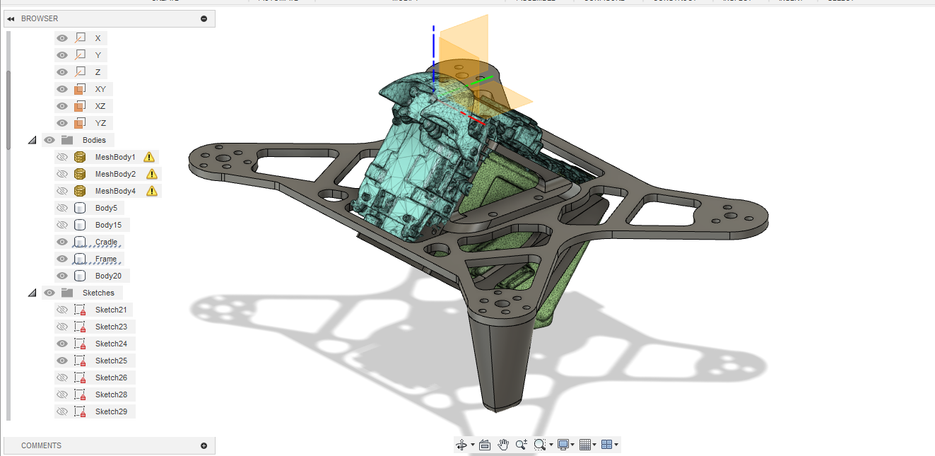 DJI FPV Carbonme Frame +  3d Printer Cradle and Feet