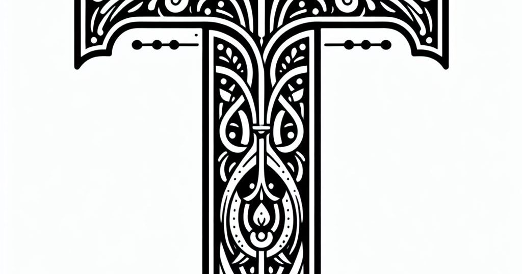 Frottage creation: letter T (version 5) by Nina Máčová | Download free