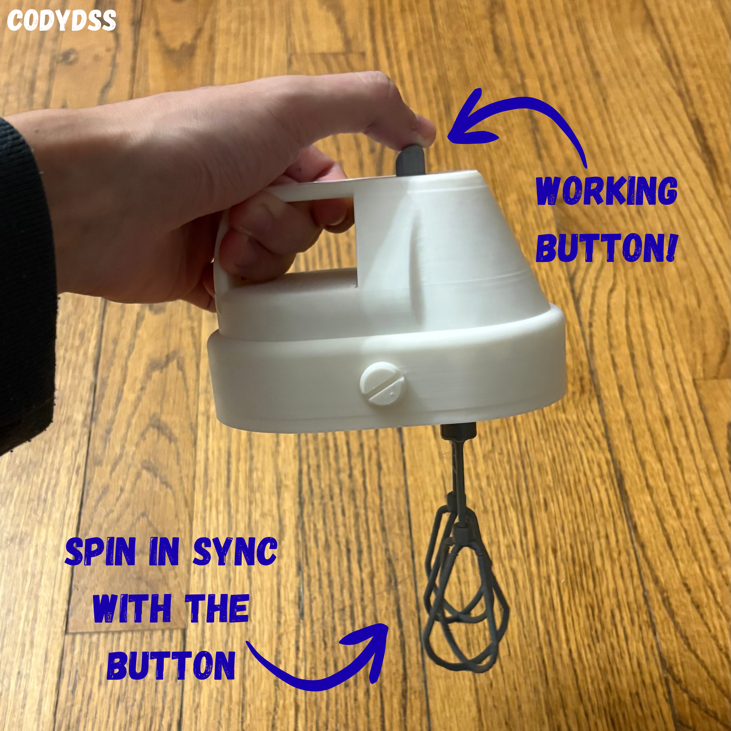 Articulated Hand Mixer Toy with Rotating Beaters!