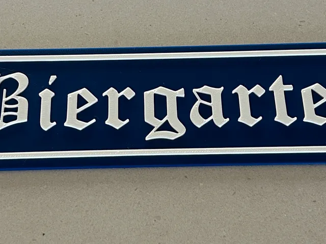 Biergarten (Beergarden) Oktoberfest Bavarian sign in 3 colours/layers
