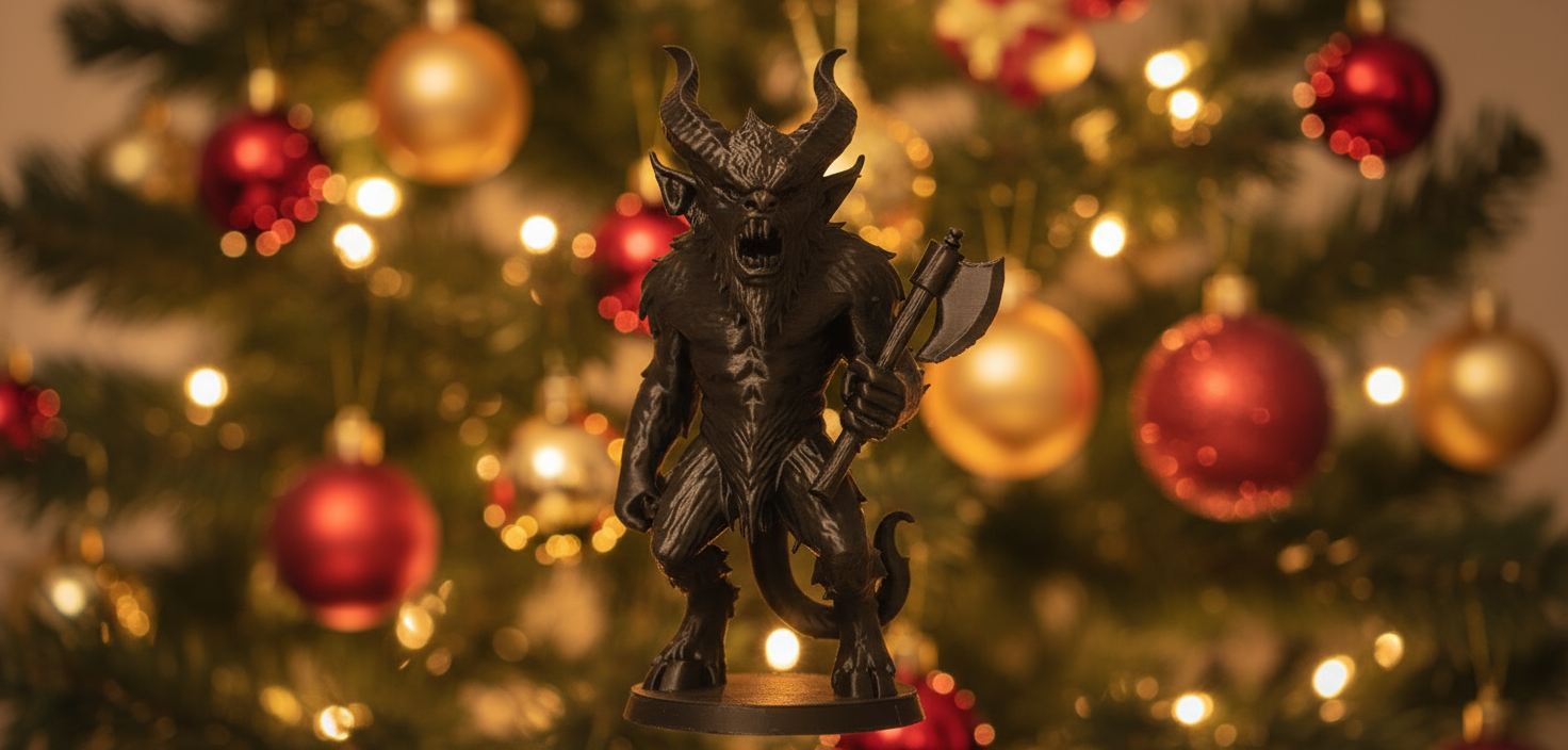 Fearsome Krampus with Battle Axe Holiday Figure