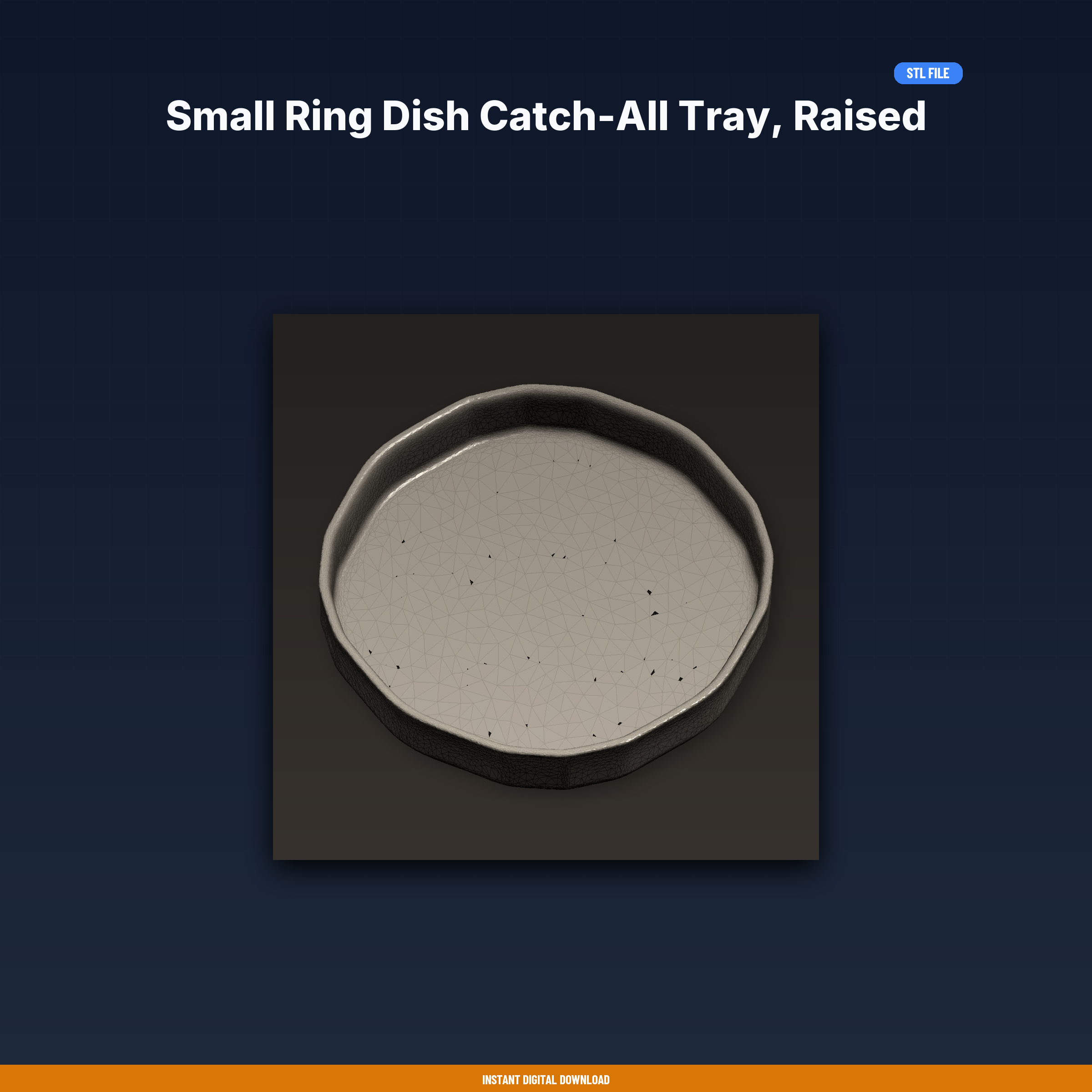Small Ring Dish Catch-All Tray, Raised Edges, Bedside Jewelry - 3D Printable STL File