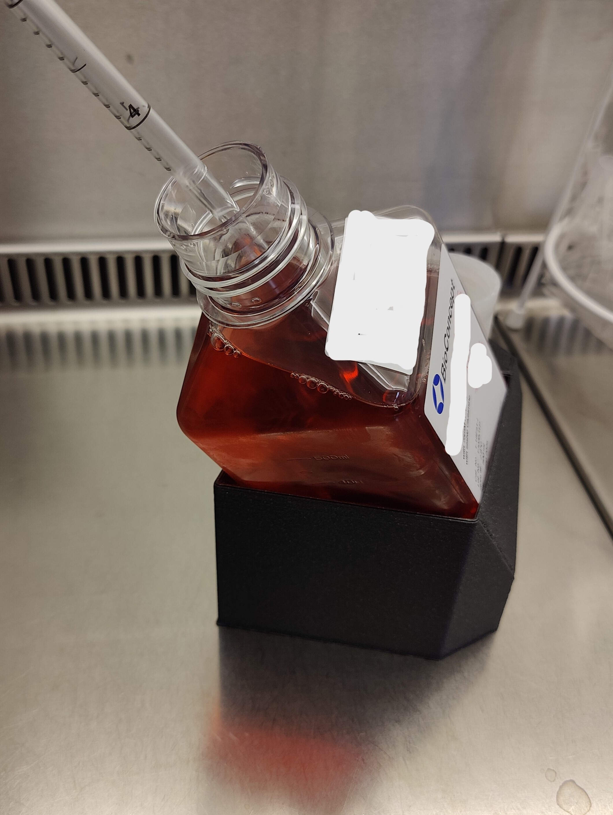 Cell culture medium bottle holder