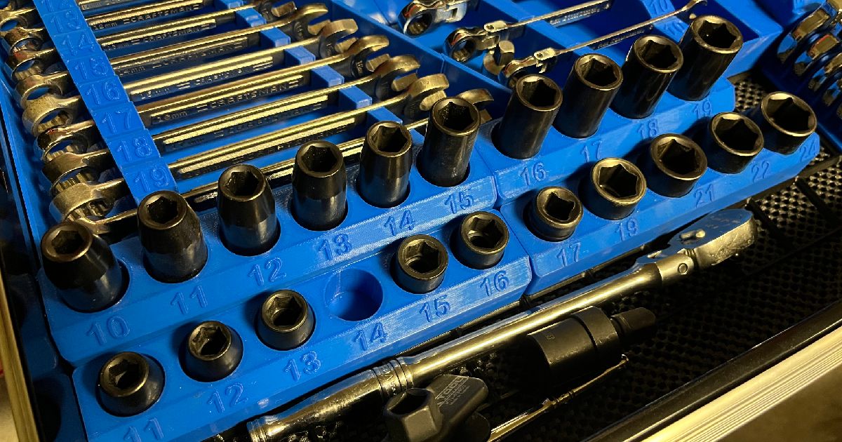 Gridfinity Duralast Half Inch Impact Socket Organizers by BajaBlast Download free STL model