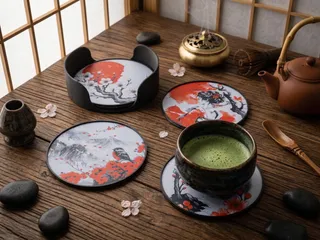 Japanese Art, Sakura Coaster Set