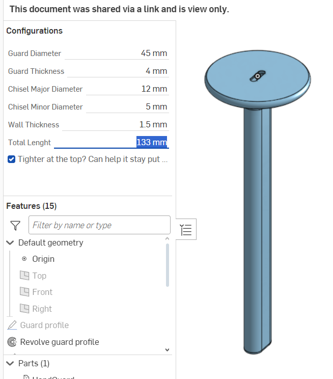 Masonry chisel handguard (customizable) — thumbnail 10