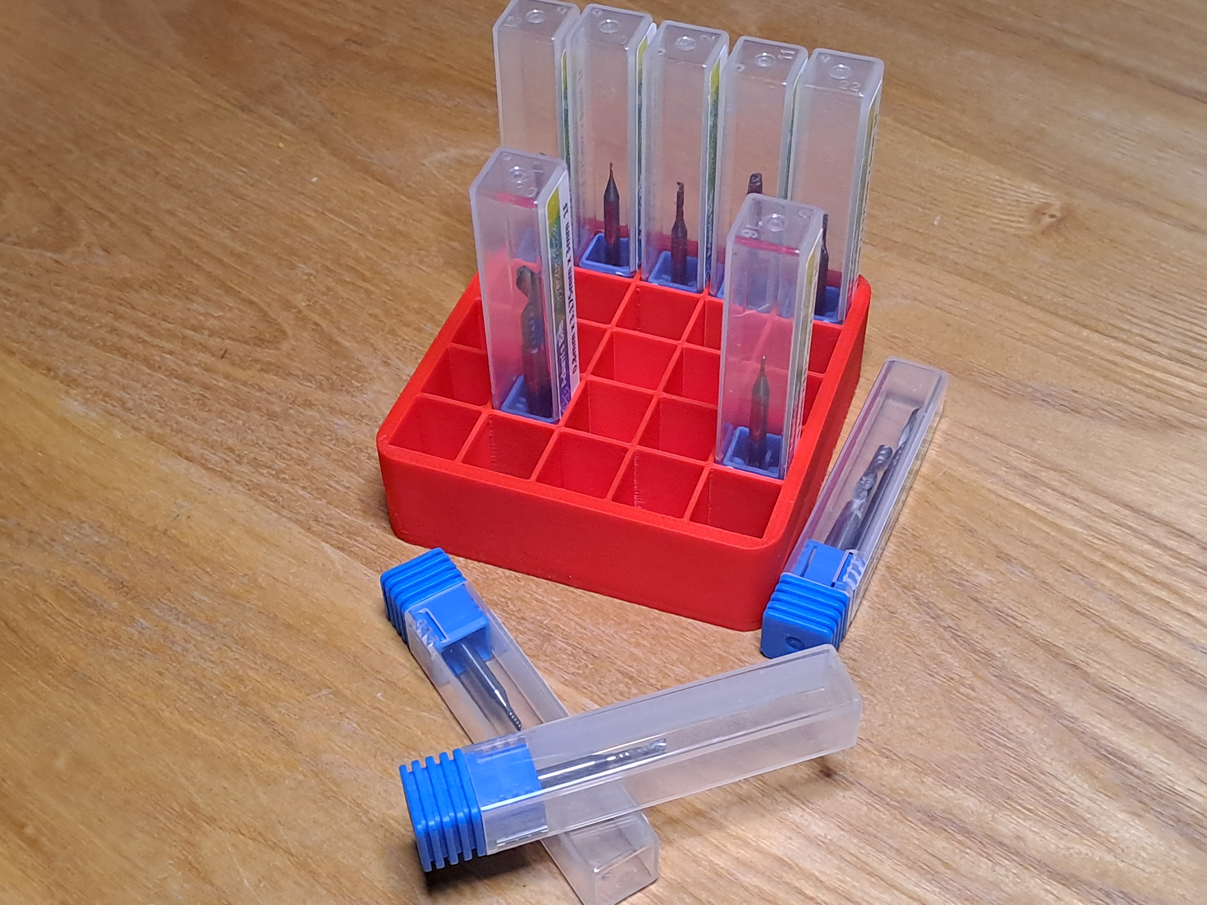 Endmill Bit Plastic Container Grid Storage Holder Organizer