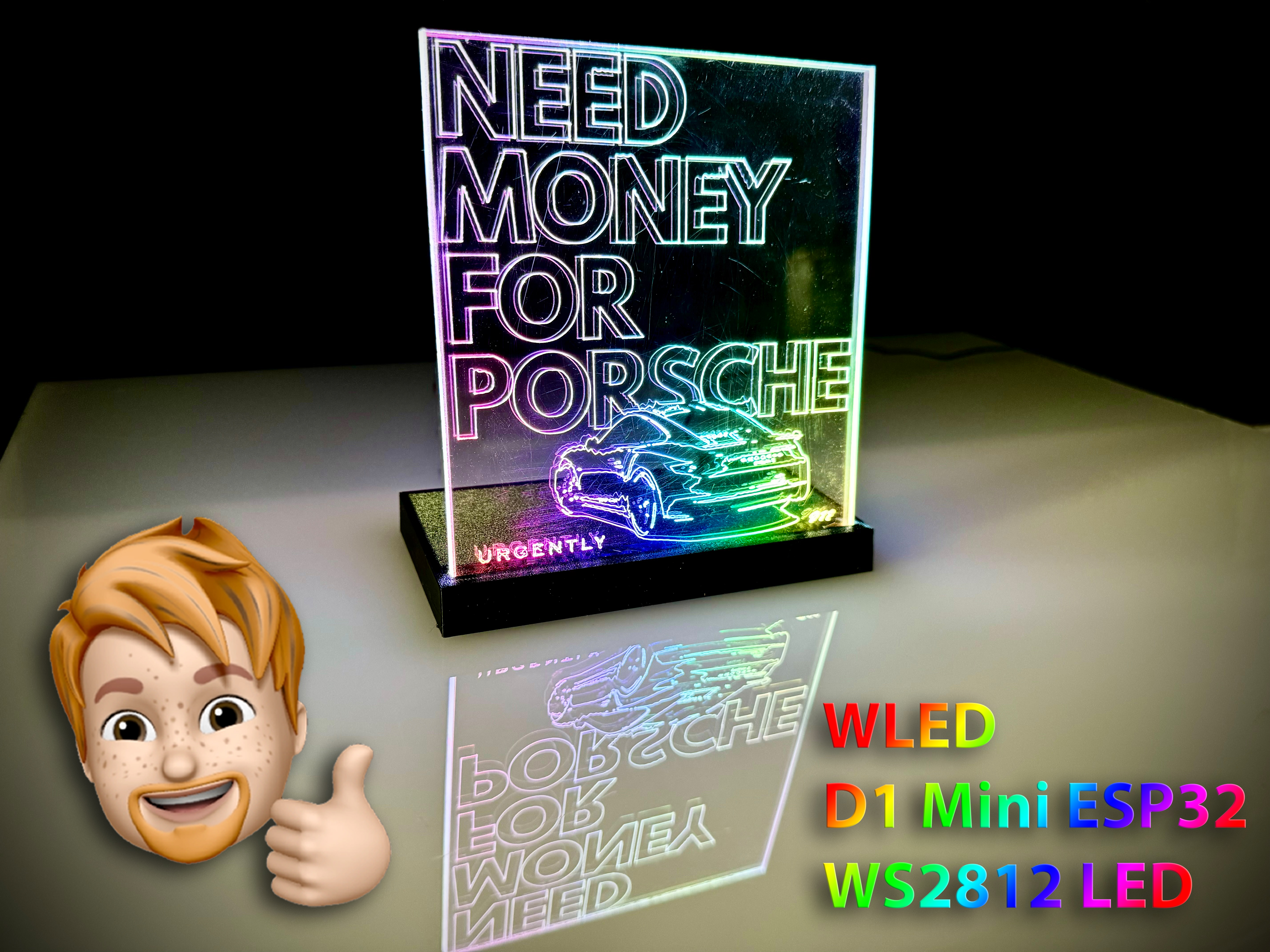 Acrylic glass stand with WLED lighting effect