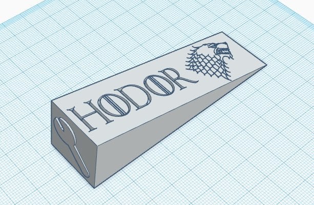 HODOR door stop with Stark logo