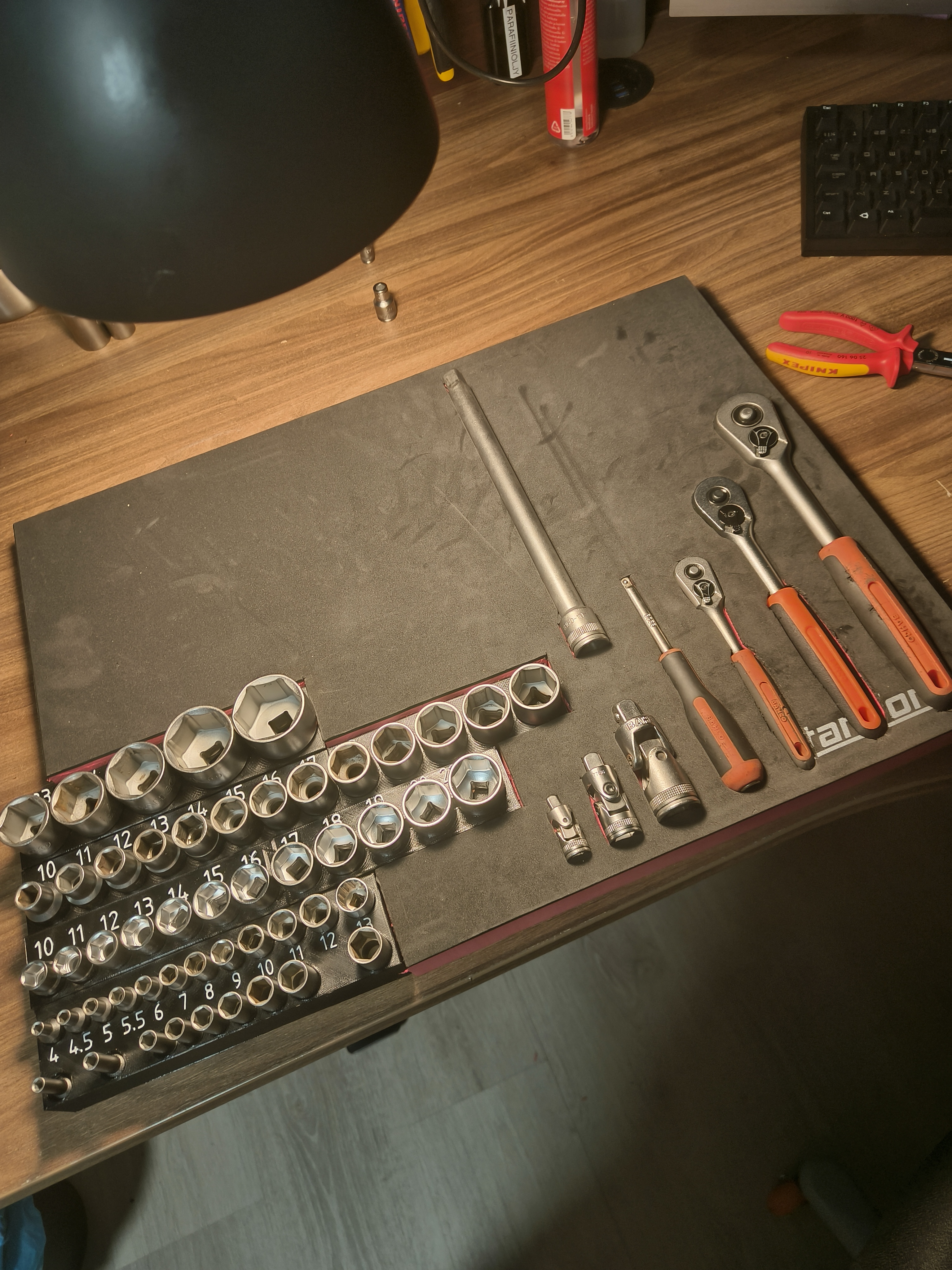 Bahco and Pajala socket set organizer for tool chest