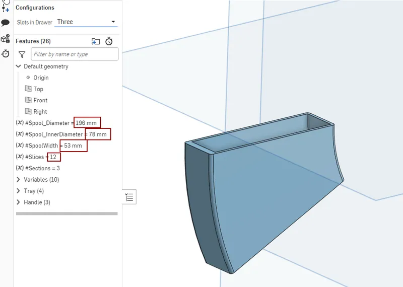 Customizable multi slot trays for Vertical Filament Spool Part Drawers ...