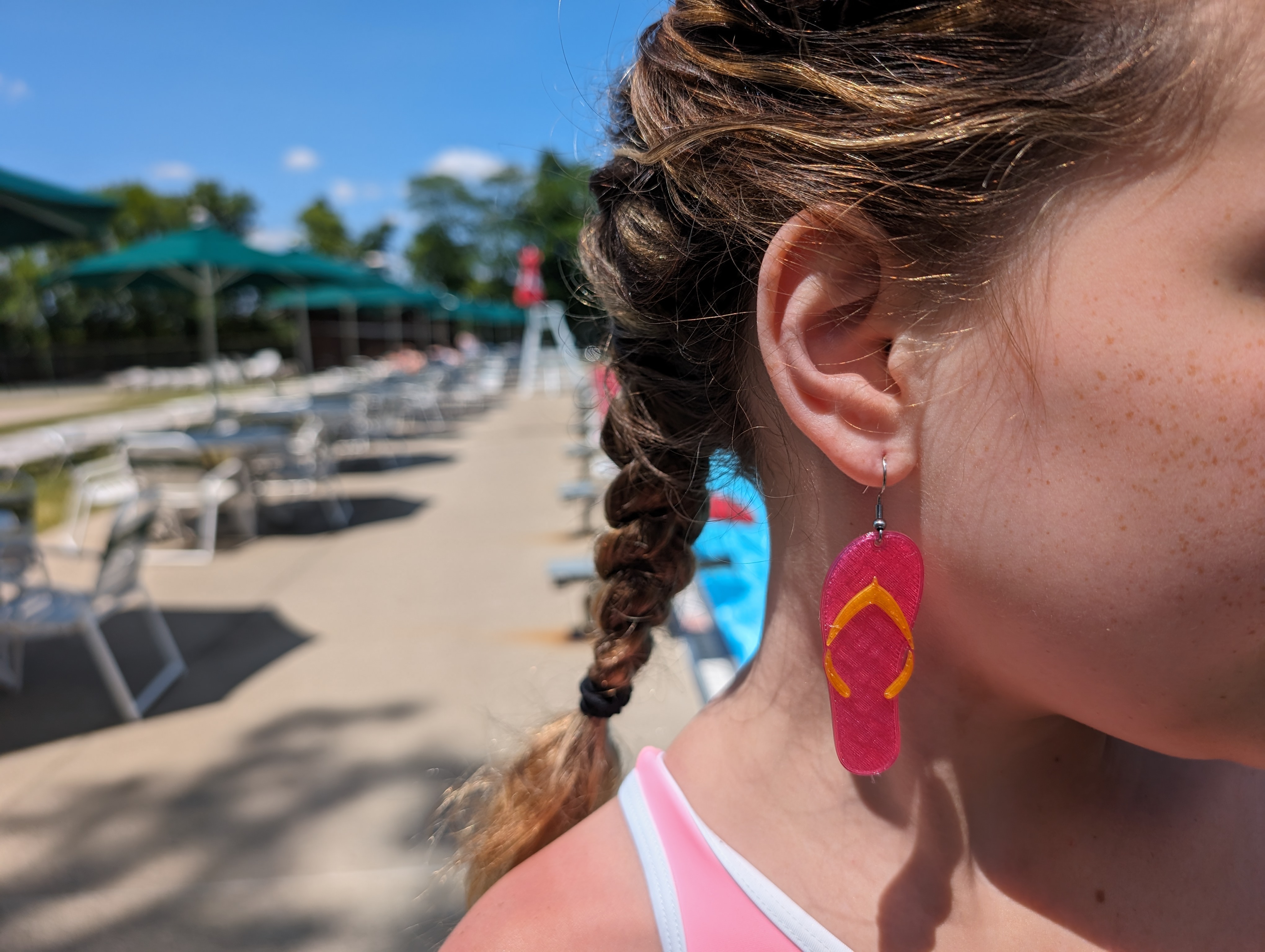 Flip Flop Sandal Summer Earring Set - Gcode included for easy filament change two-tone design, dangle earrings for summer