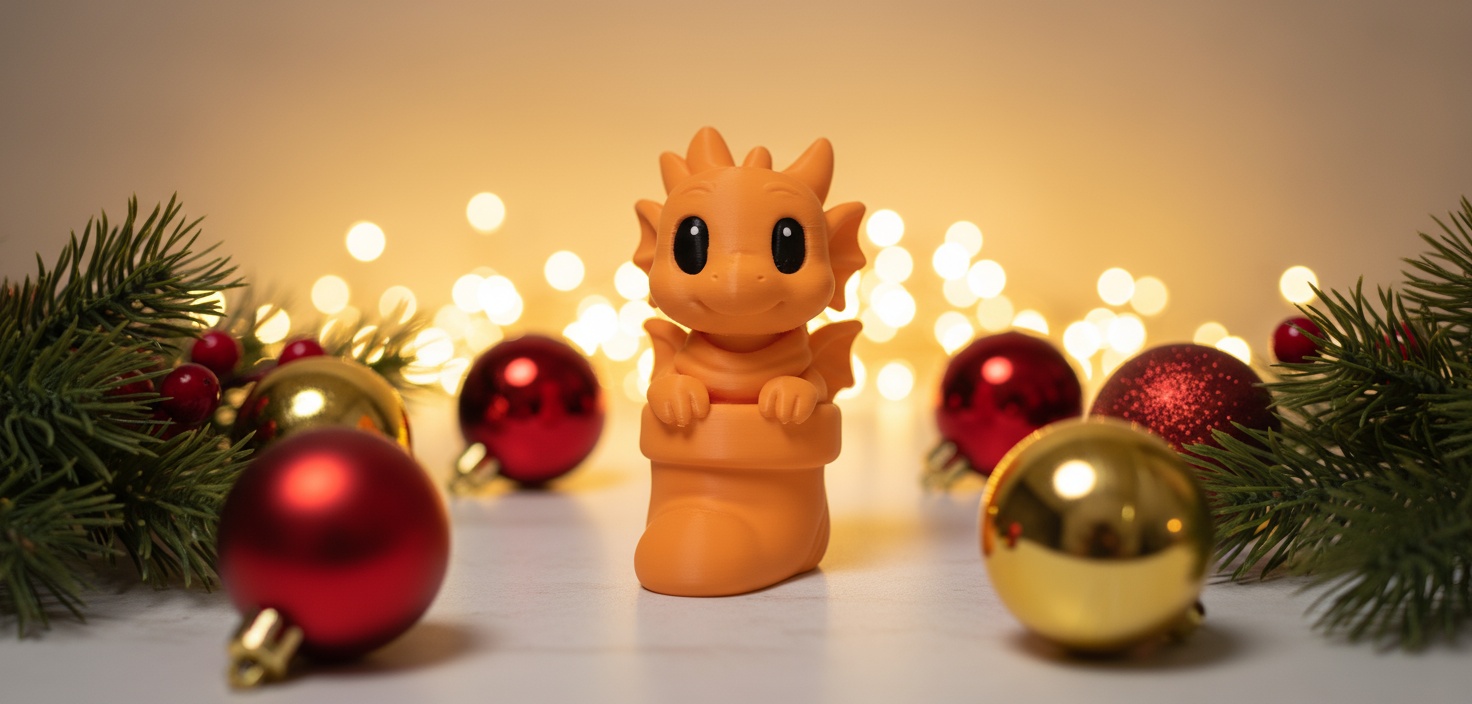 Baby Dragon in Christmas Stocking Figurine