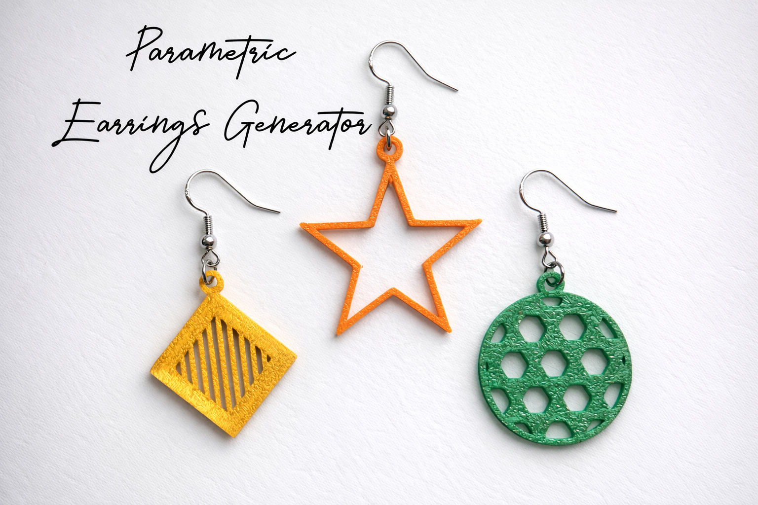 Geometric 3D Printed Earrings Generator Sample