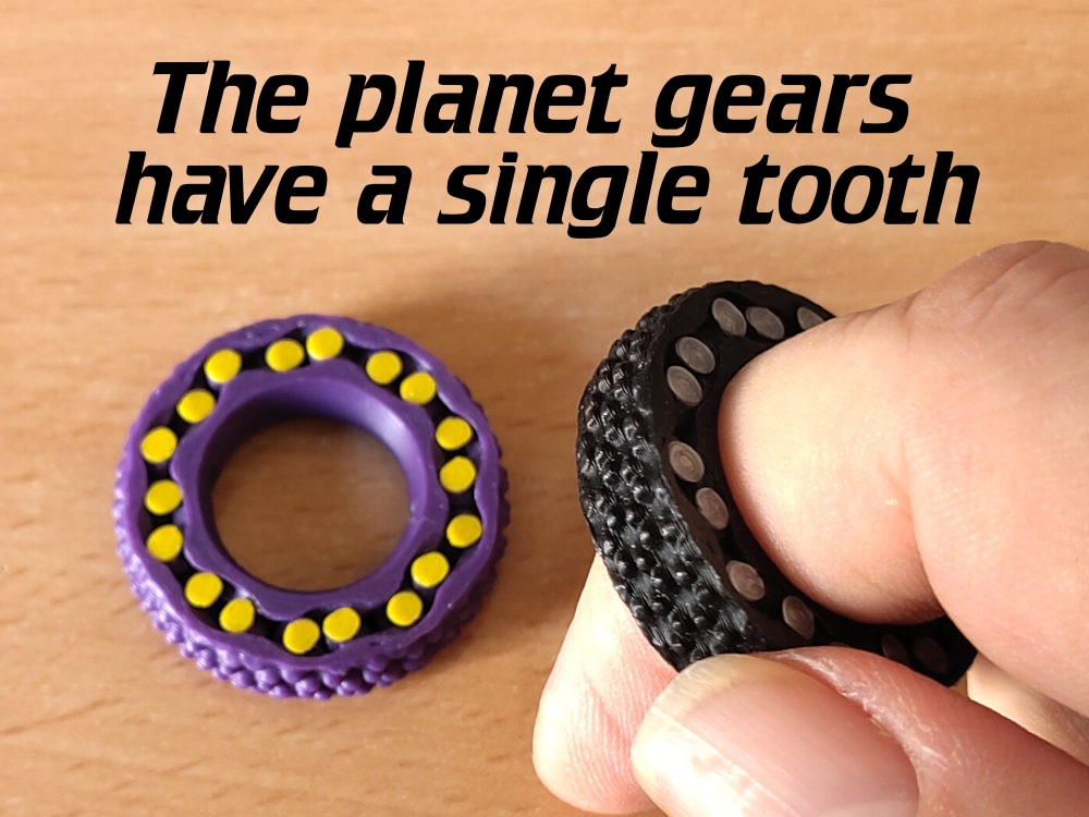 fidget gear ring with single-tooth planets