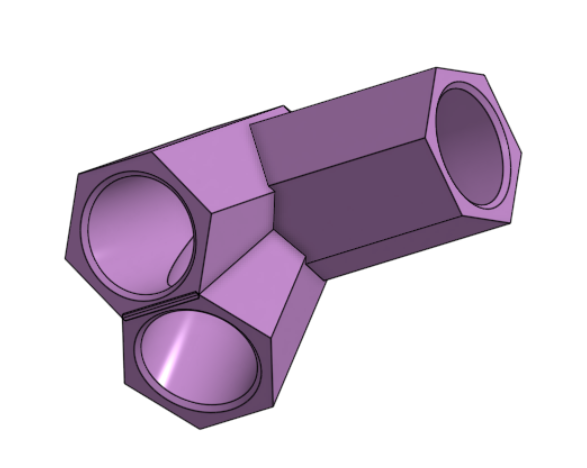Hexagonal Corner Connector x3 30deg for PCV Tubing