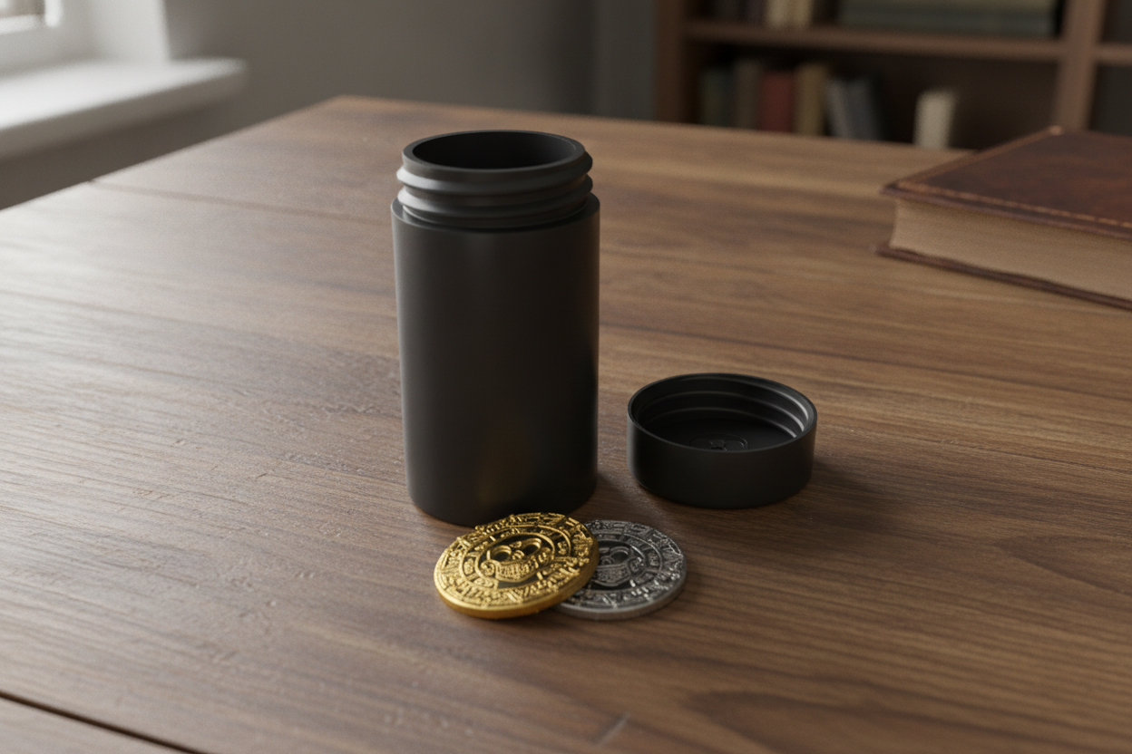 Holder with Screw-on Top for Smoother Cursed Pirate Coins