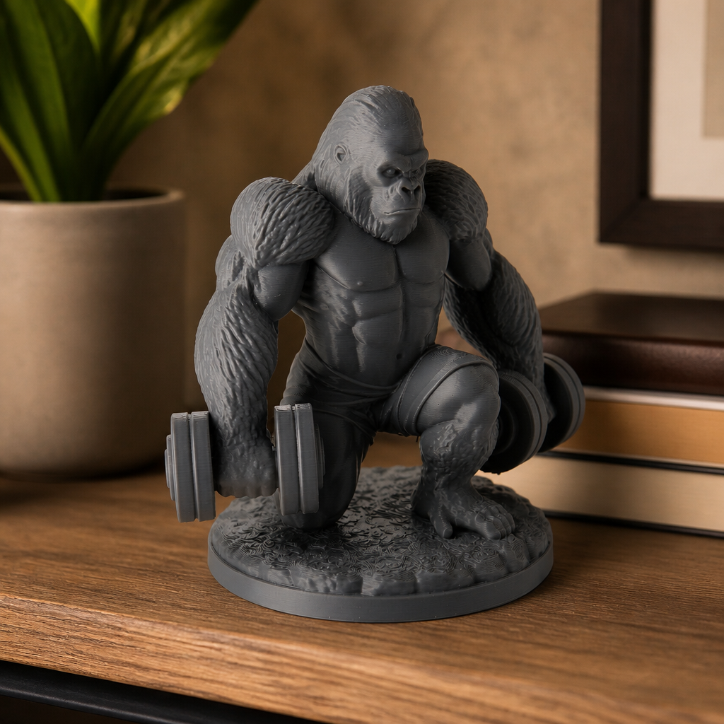 Muscular Gorilla Lifter Sculpture