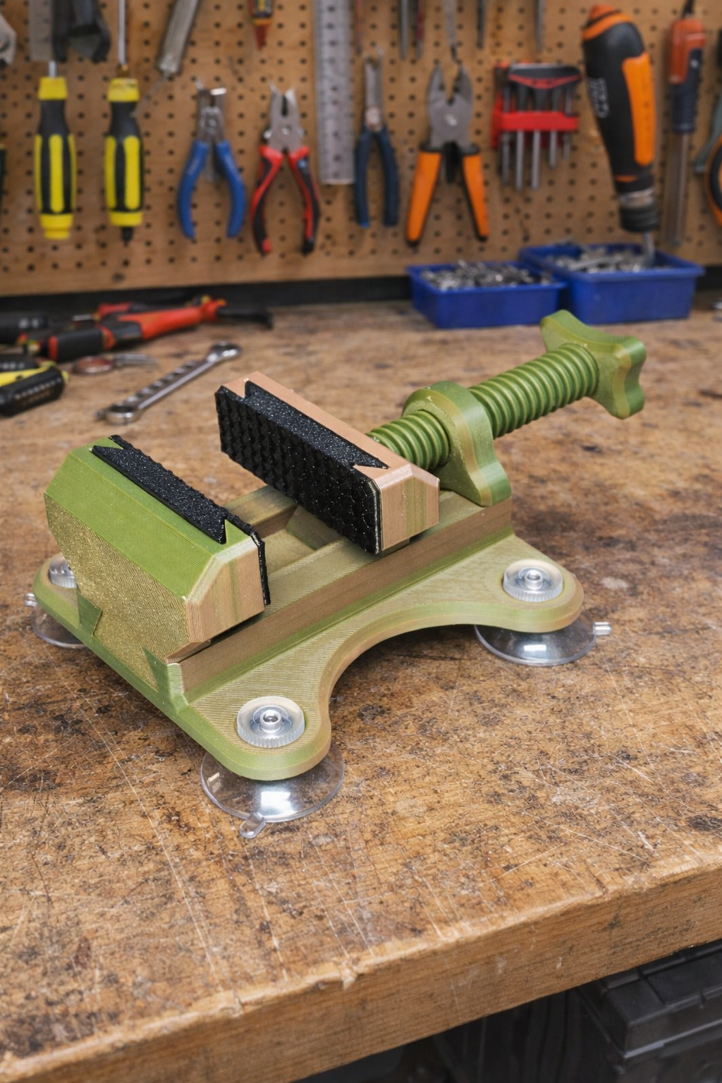 Modular Mini Bench Vise with Suction Cups