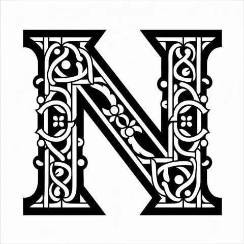 Frottage creation: letter N (version 9)