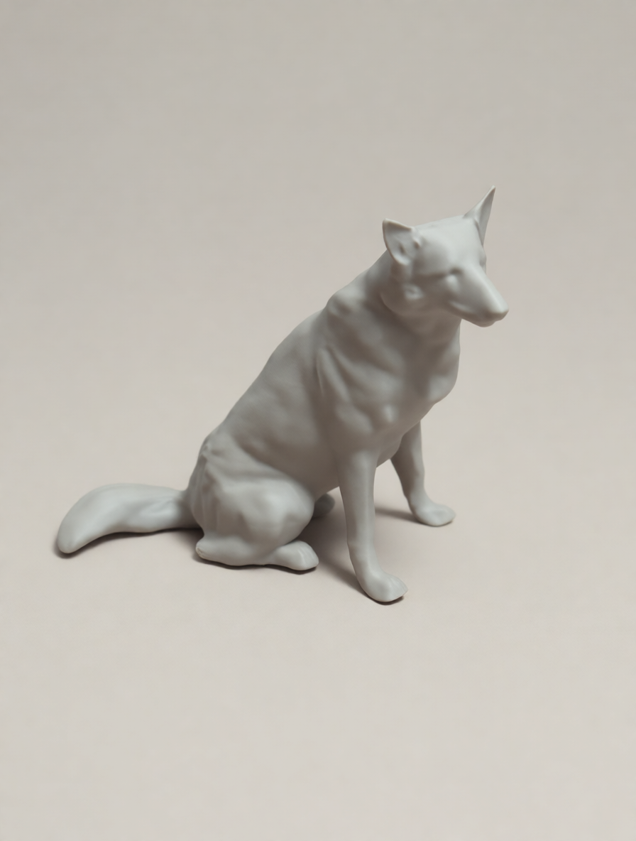 Realistic Sitting Dog