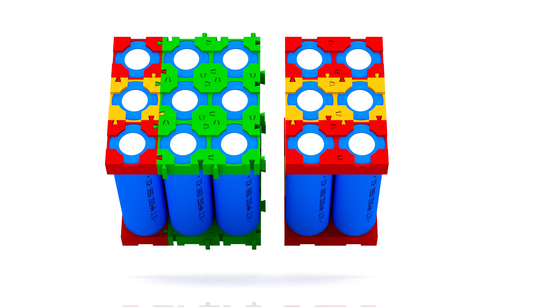 Modular 18650 corner side and center spacer/holder