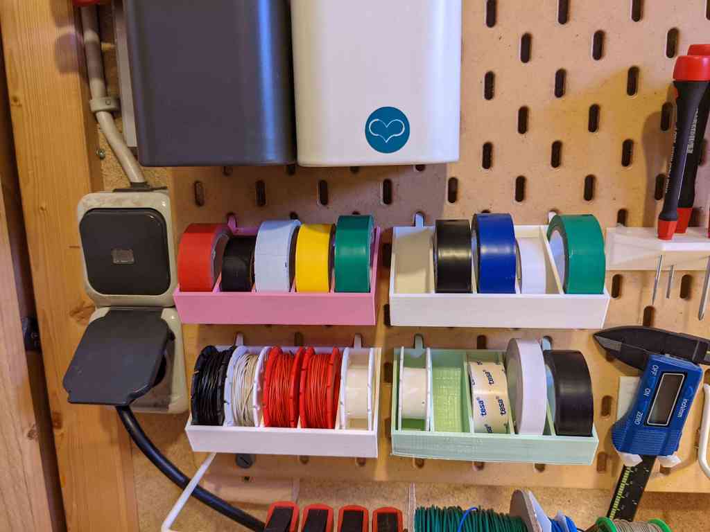 Skadis electrical tape and wire spool holder