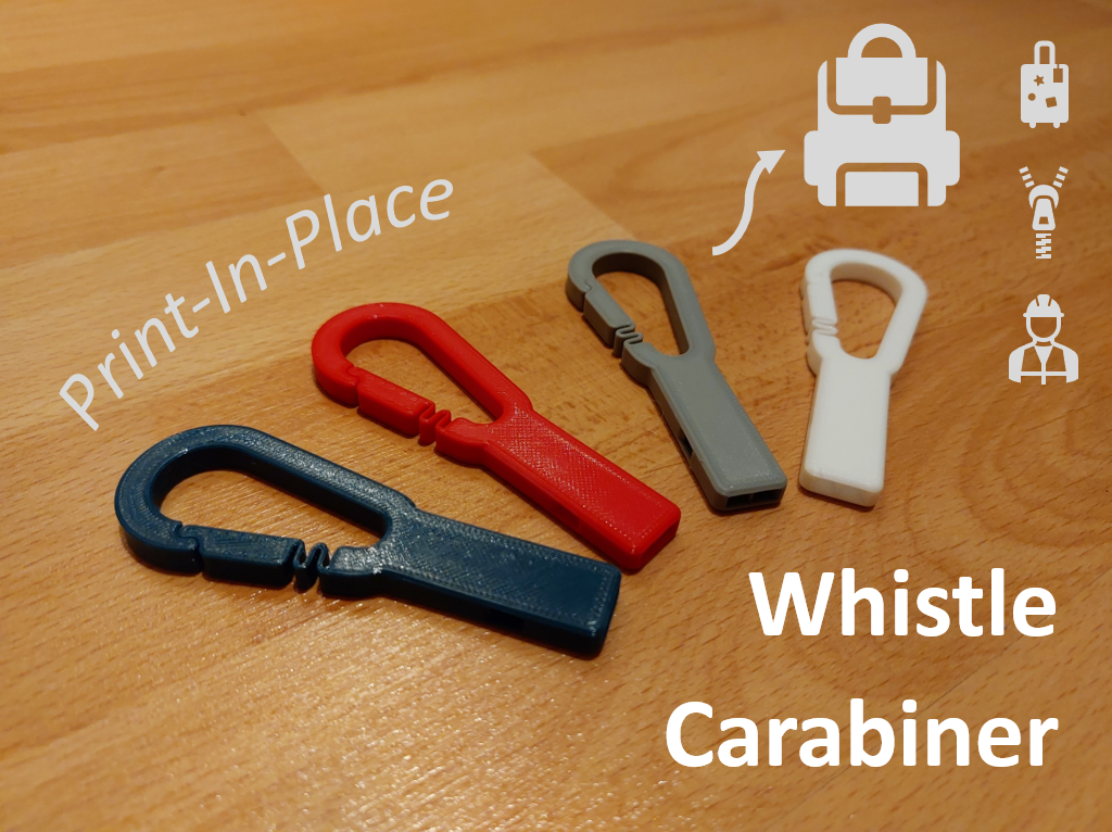 Print-In-Place Whistle Carabiner 3D model thumbnail