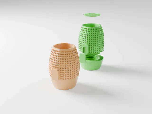 Dented flowerpot (water container)