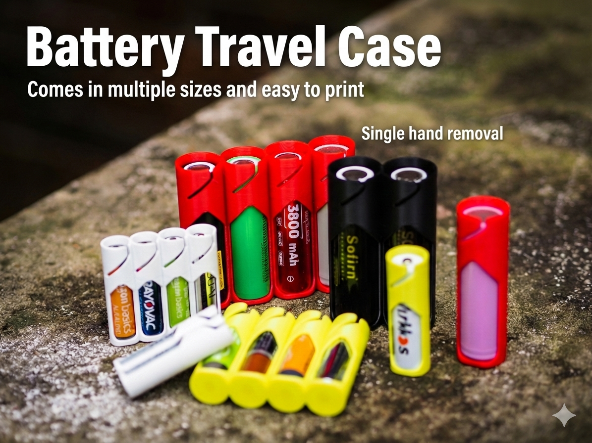 Battery Travel Case (AAA, AA, 14500, 18650, 21700)