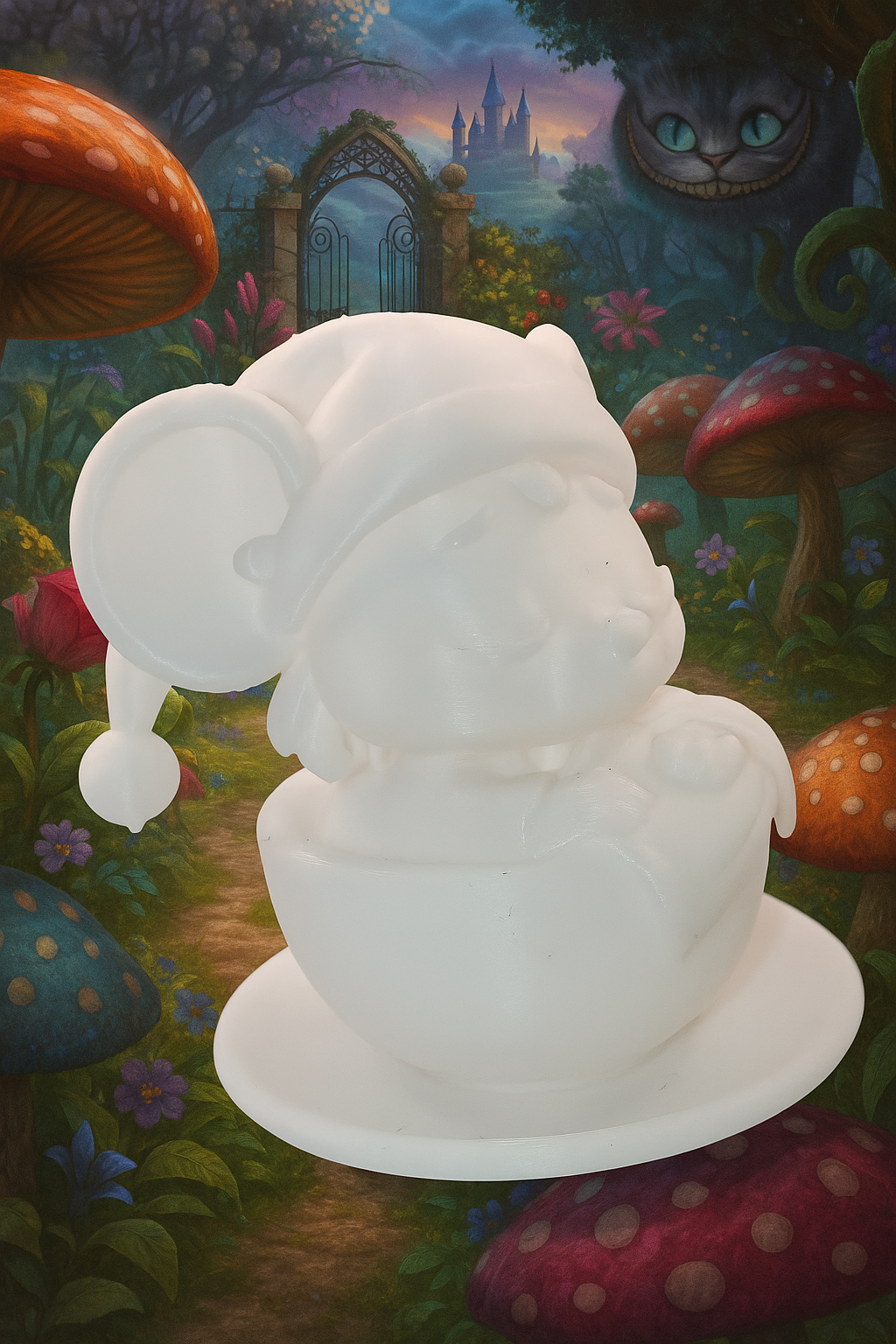 Une petite souris paisiblement endormie dans sa tasse !