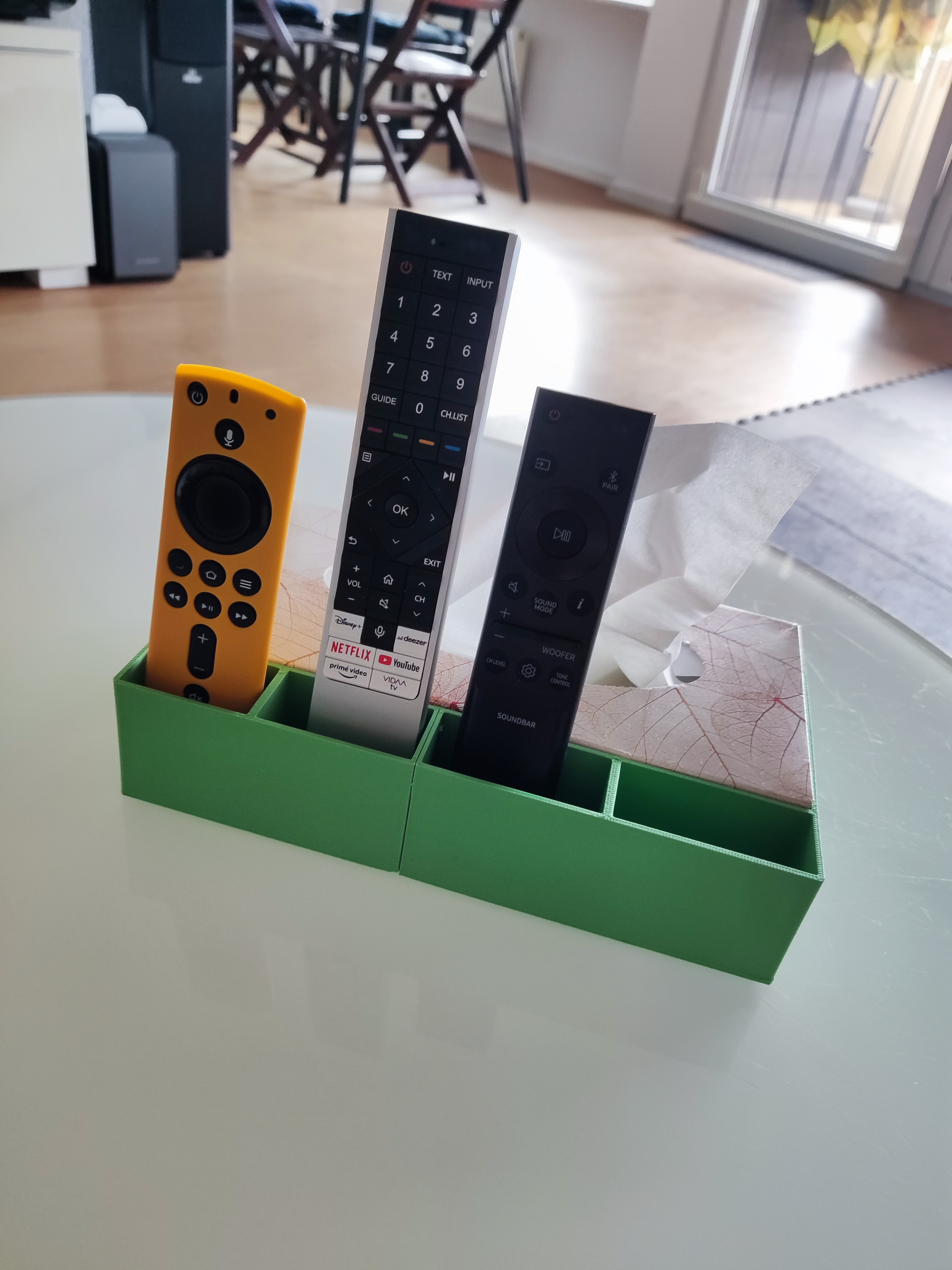 wide Tissue box with remote control trays