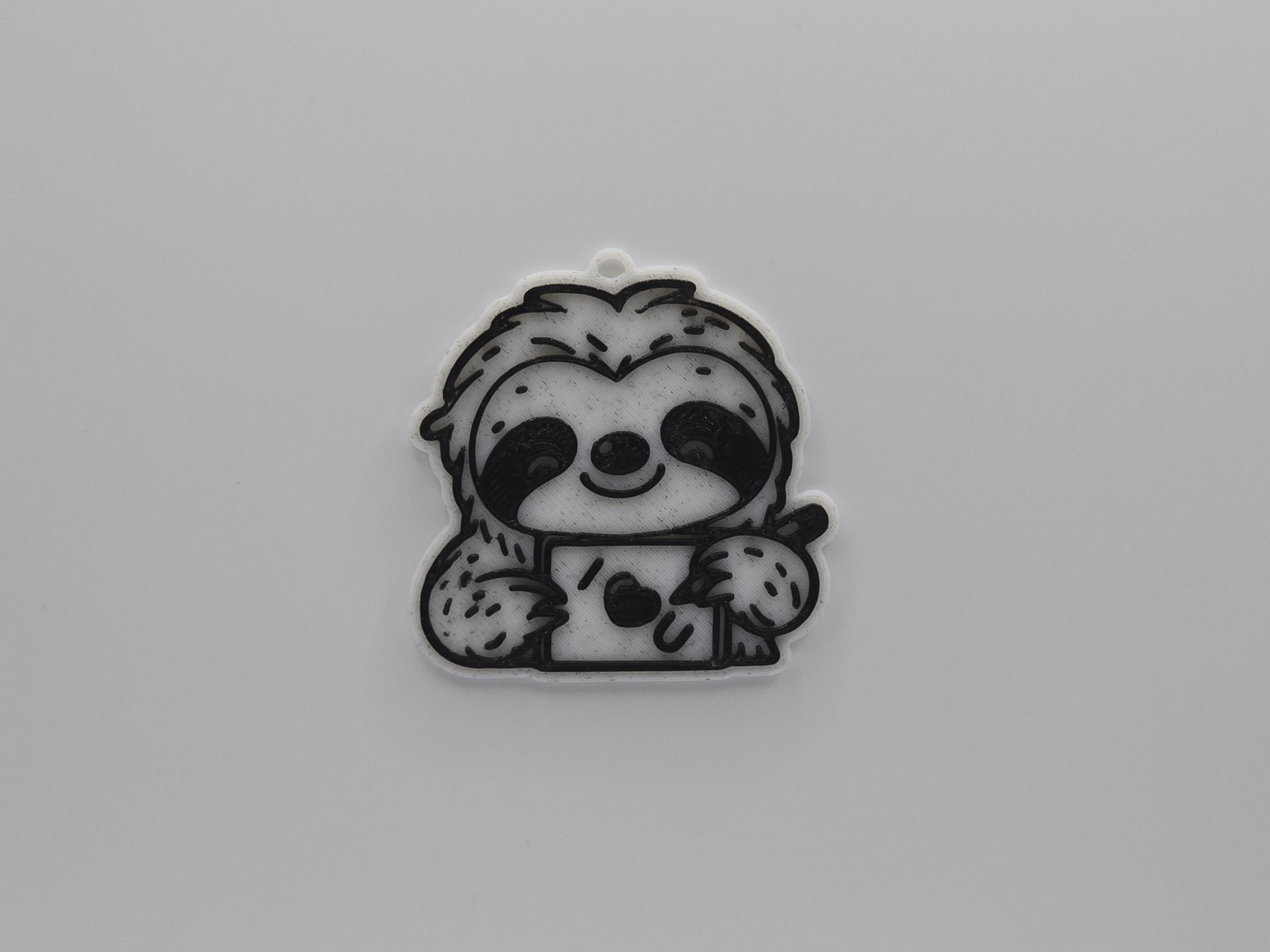 Sloth Holding a Sign “I <3 U” Keychain