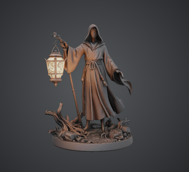 Hooded Lantern Keeper – Mysterious Fantasy Guide with Lantern