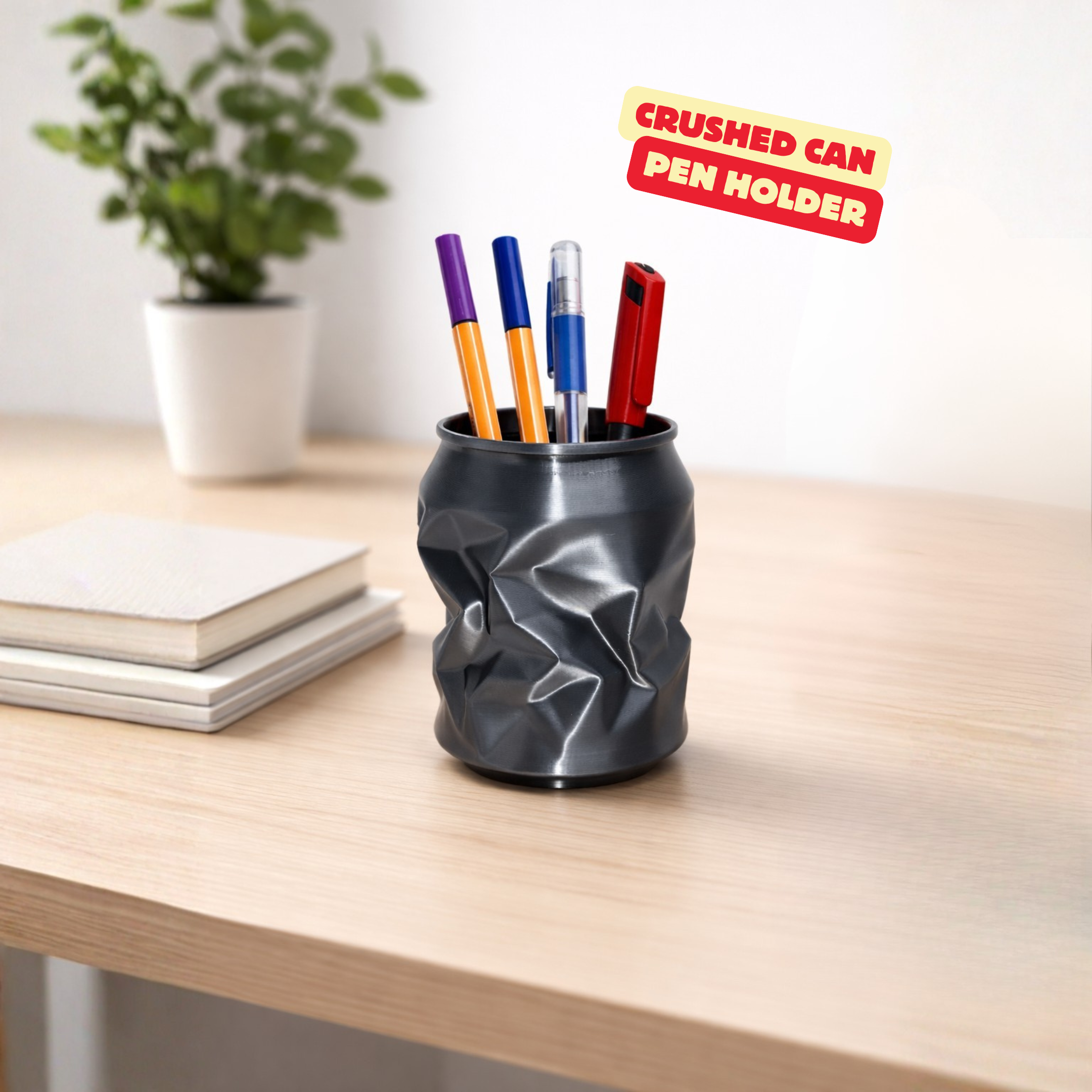CRUSHED CAN – PEN HOLDER / MODERN STORAGE FOR PENS / MODERN INDUSTRIAL DESIGN