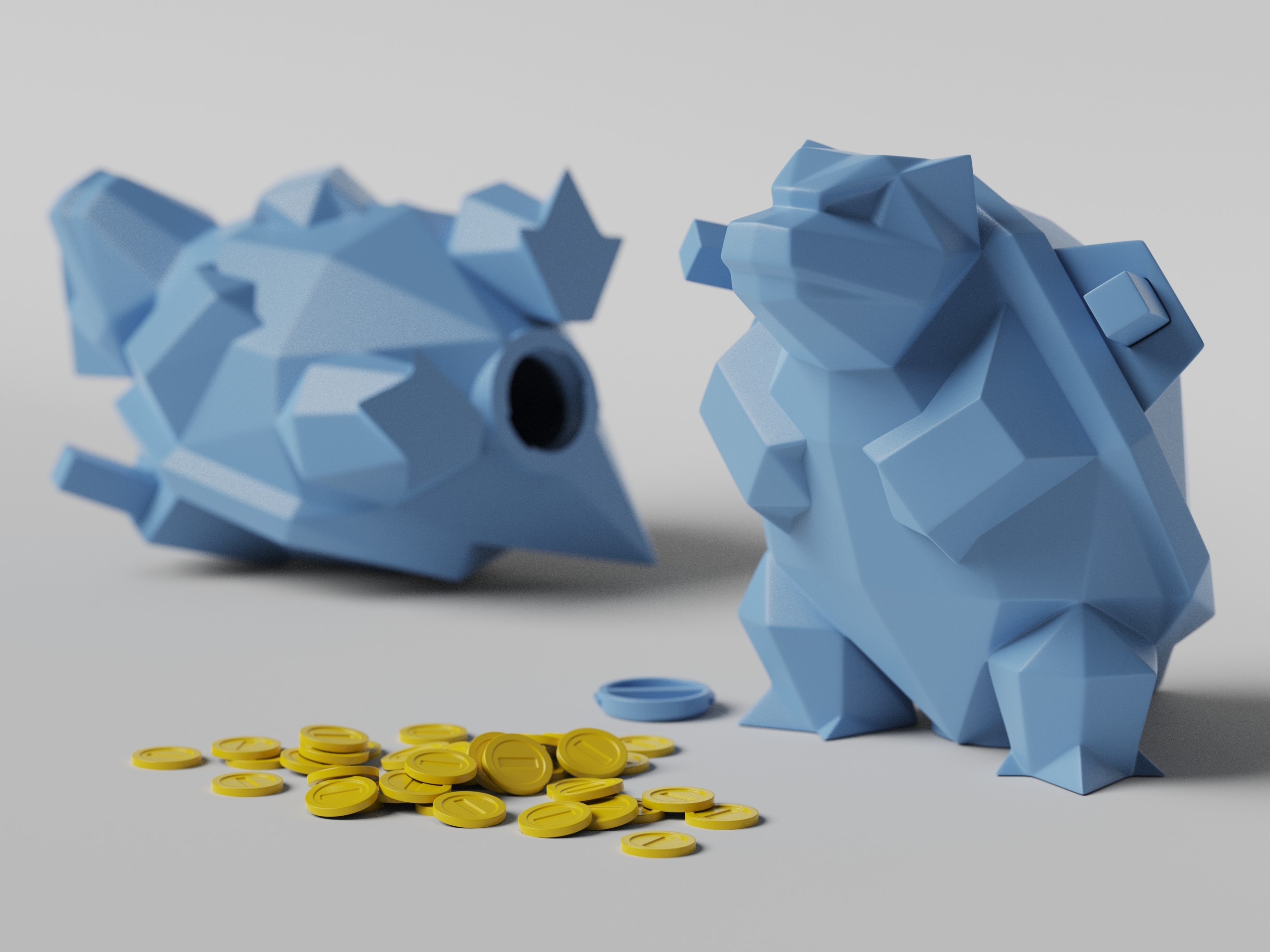 Low-poly Blastoise - Piggy Bank