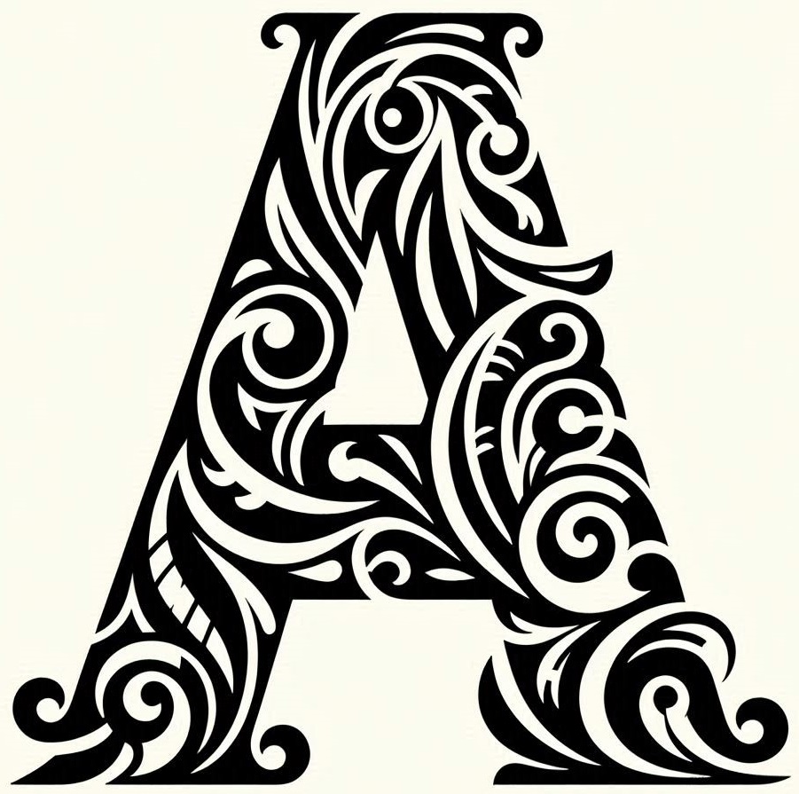 Frottage Creation: Letter A (version 5) By Nina Máčová 