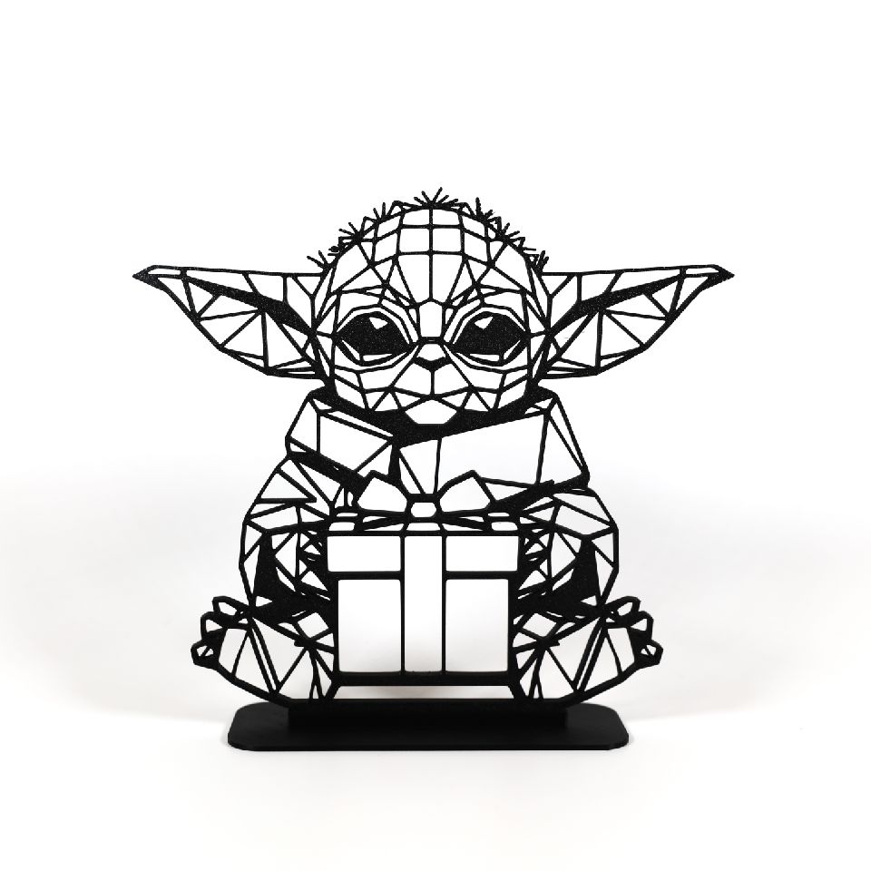 Geometrik Düşük Poli Noel Grogu / Bebek Yoda (Sadece Plastik Aparattır!!!)